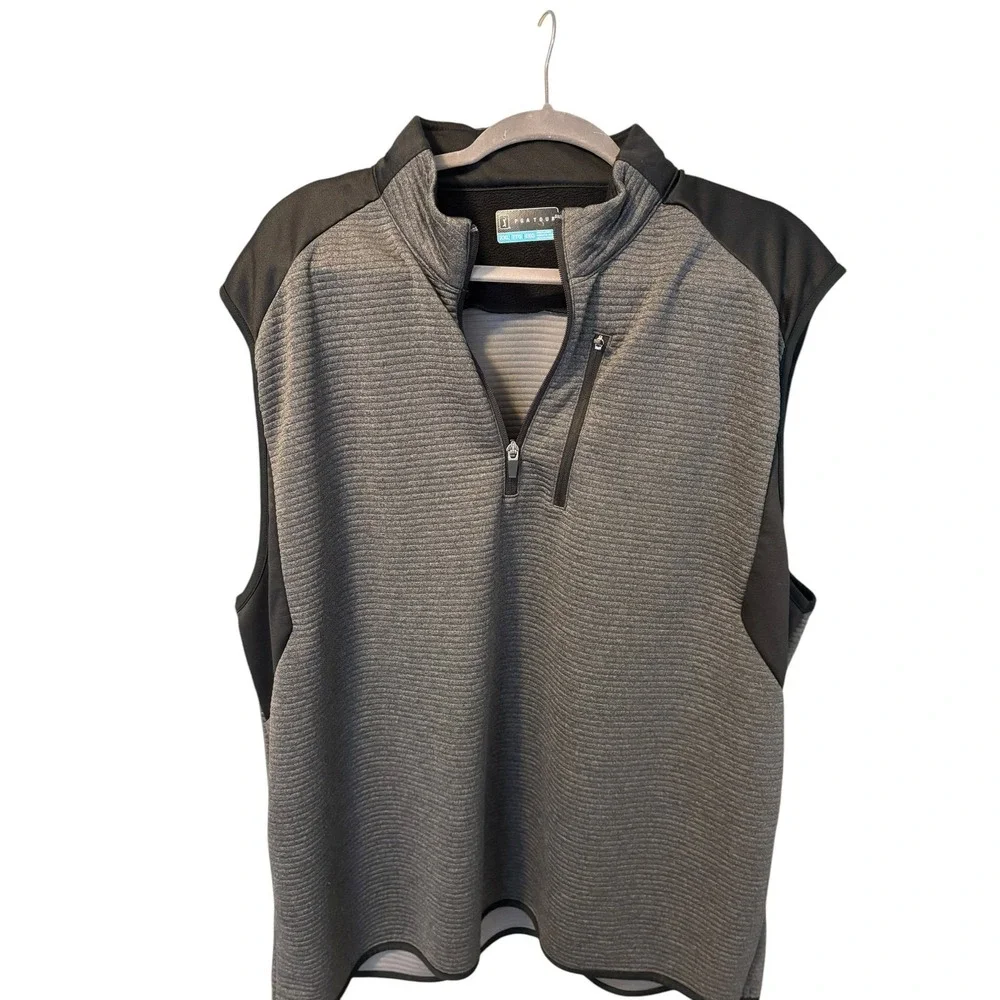 PGA Tour 2 Tone Gray Black Ottoman 1/2 zp Vest SZ XXL Golf Layering Prep Fairway